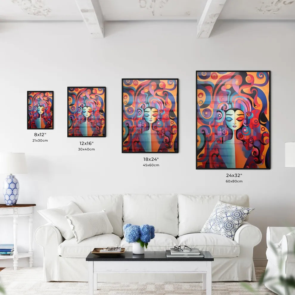 Painting Of A Woman With Colorful Hair Art P Wall Art