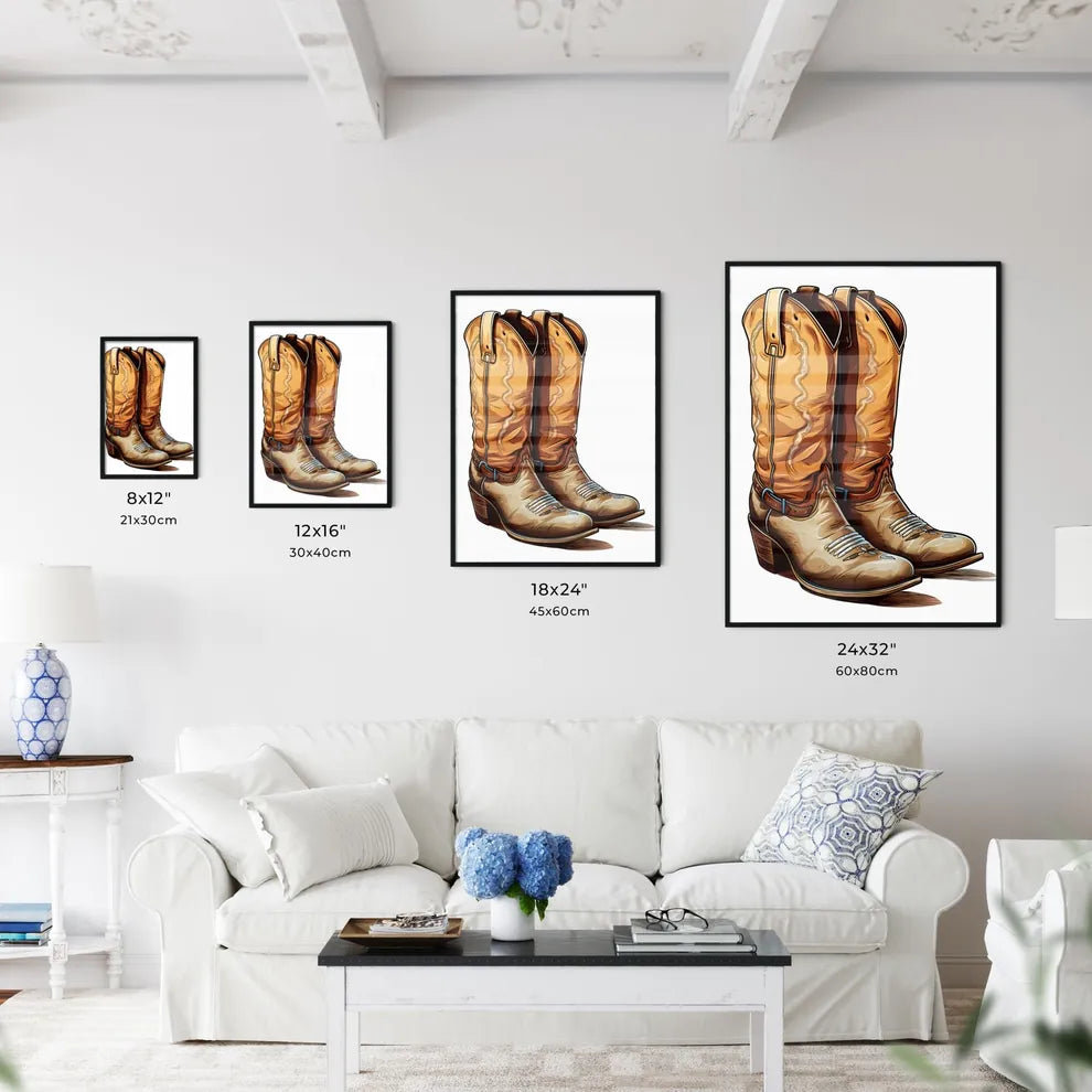 Pair Of Cowboy Boots Art Prin Wall Art