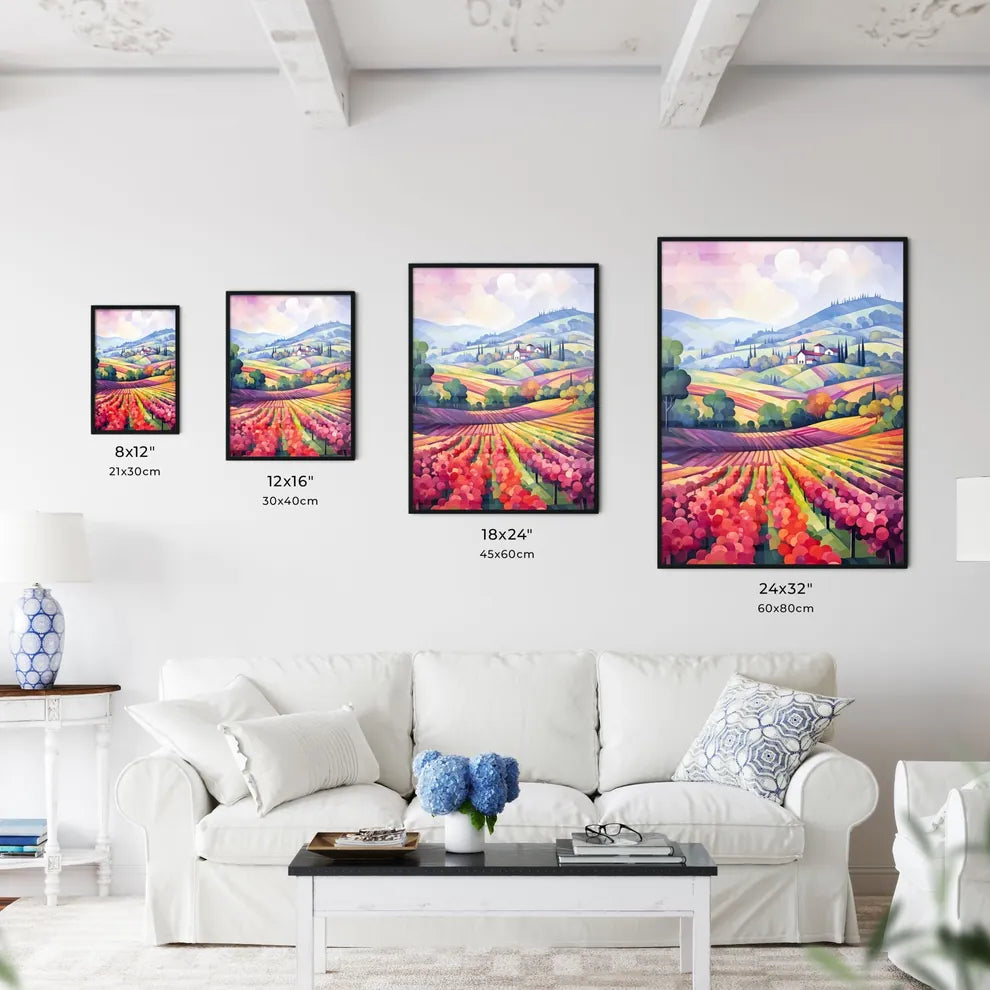 Painting Of A Farm With Trees And A House In Wall Art