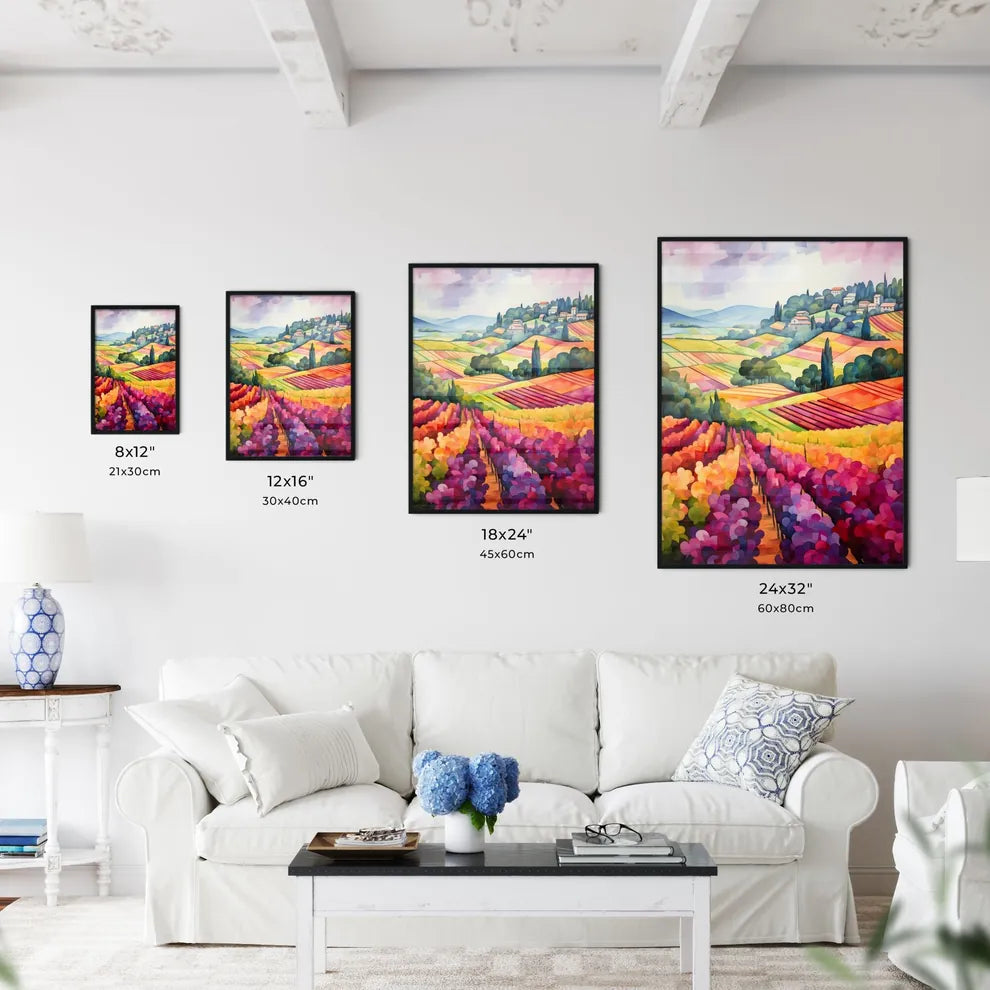 Painting Of A Landscape With Colorful Fields Wall Art
