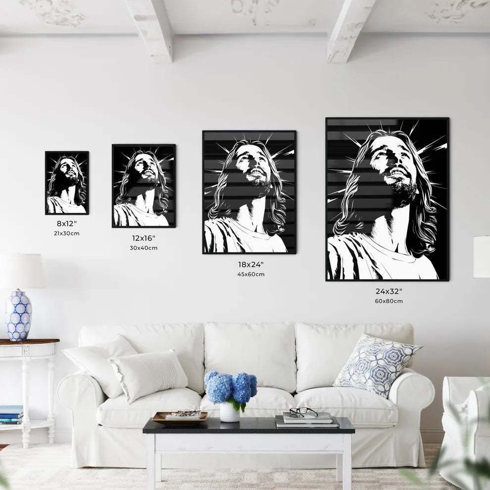 A Man With Long Hair And Beard Looking Up Ar Wall Art