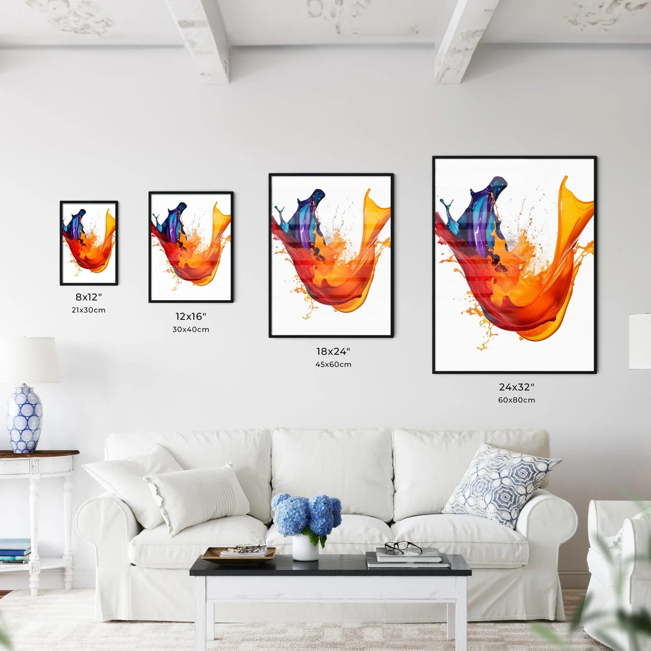 A Colorful Paint Splashing Out Of A White Ba Wall Art