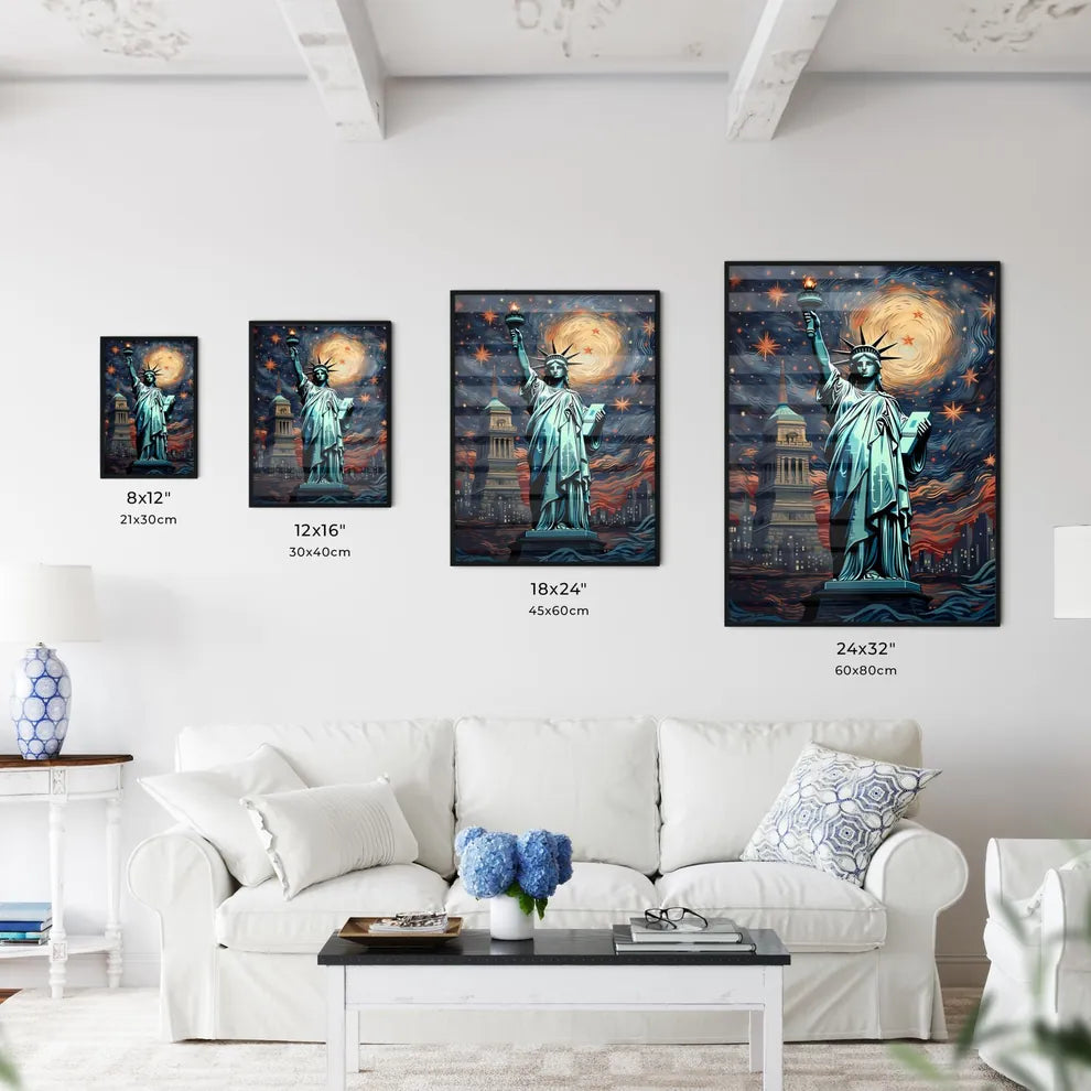 A Statue Of Liberty With A Starry Sky Art Print Interior Design