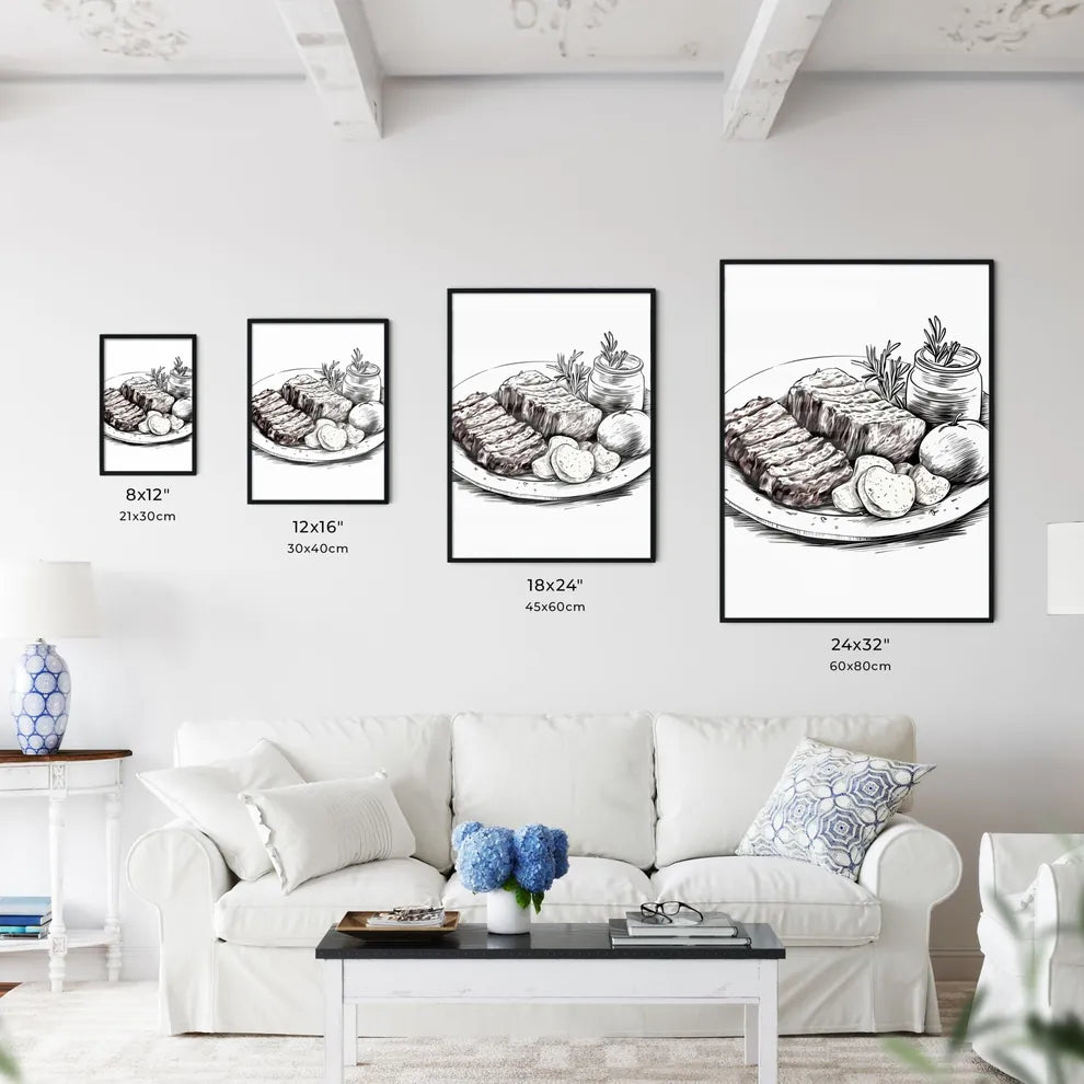 Plate Of Food With Meat And Potatoes Art Pri Wall Art