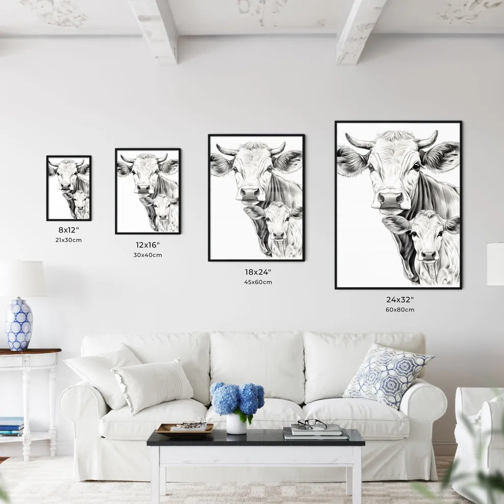 Cow And Calf Drawing Art Prin Art Print