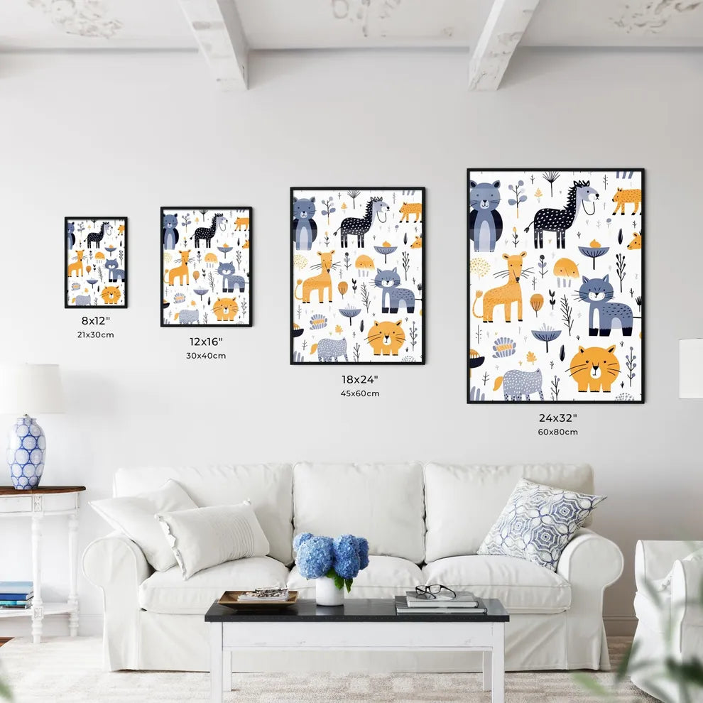 Pattern Of Animals And Plants Art Print