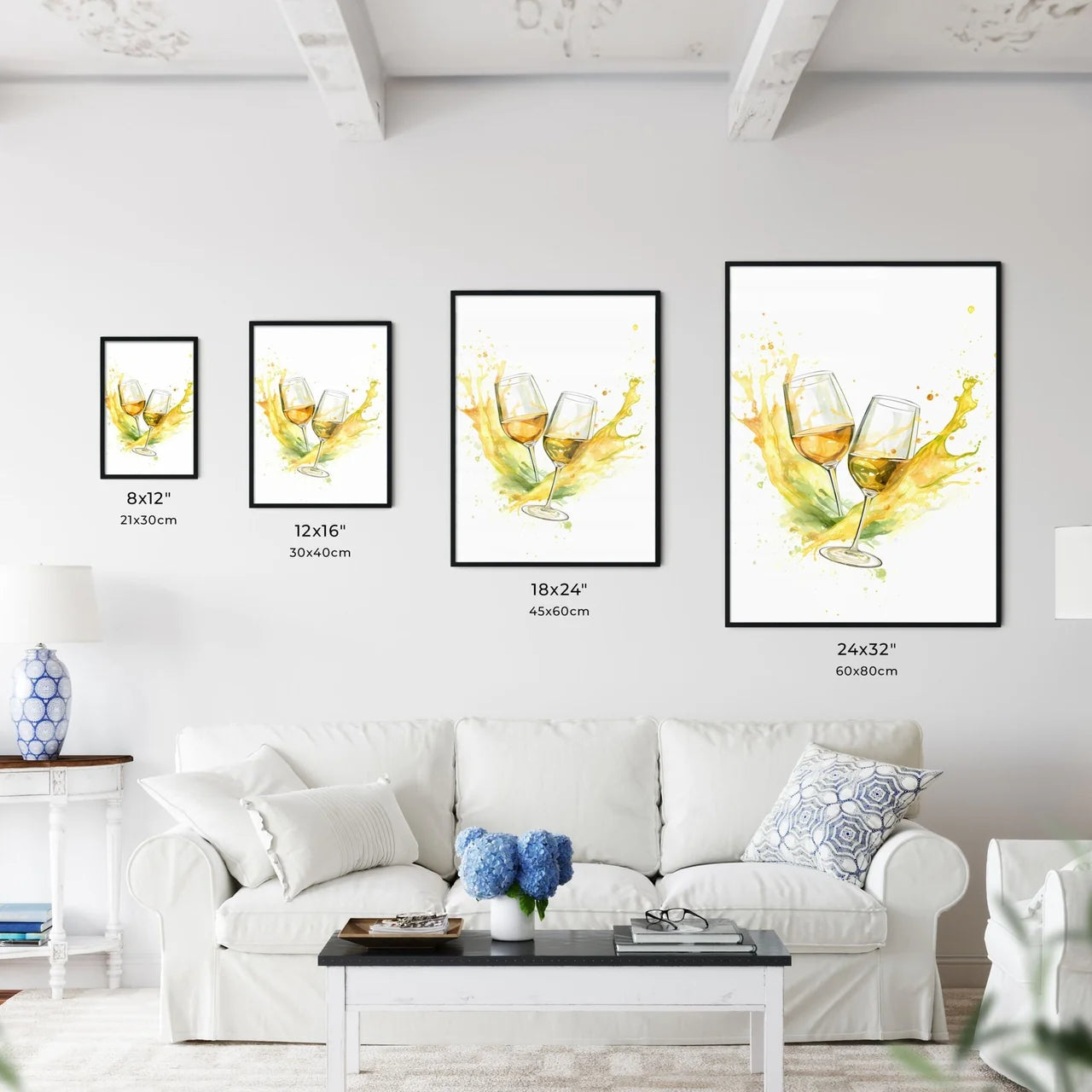 Pair Of Wine Glasses With Liquid Splashing A Wall Art