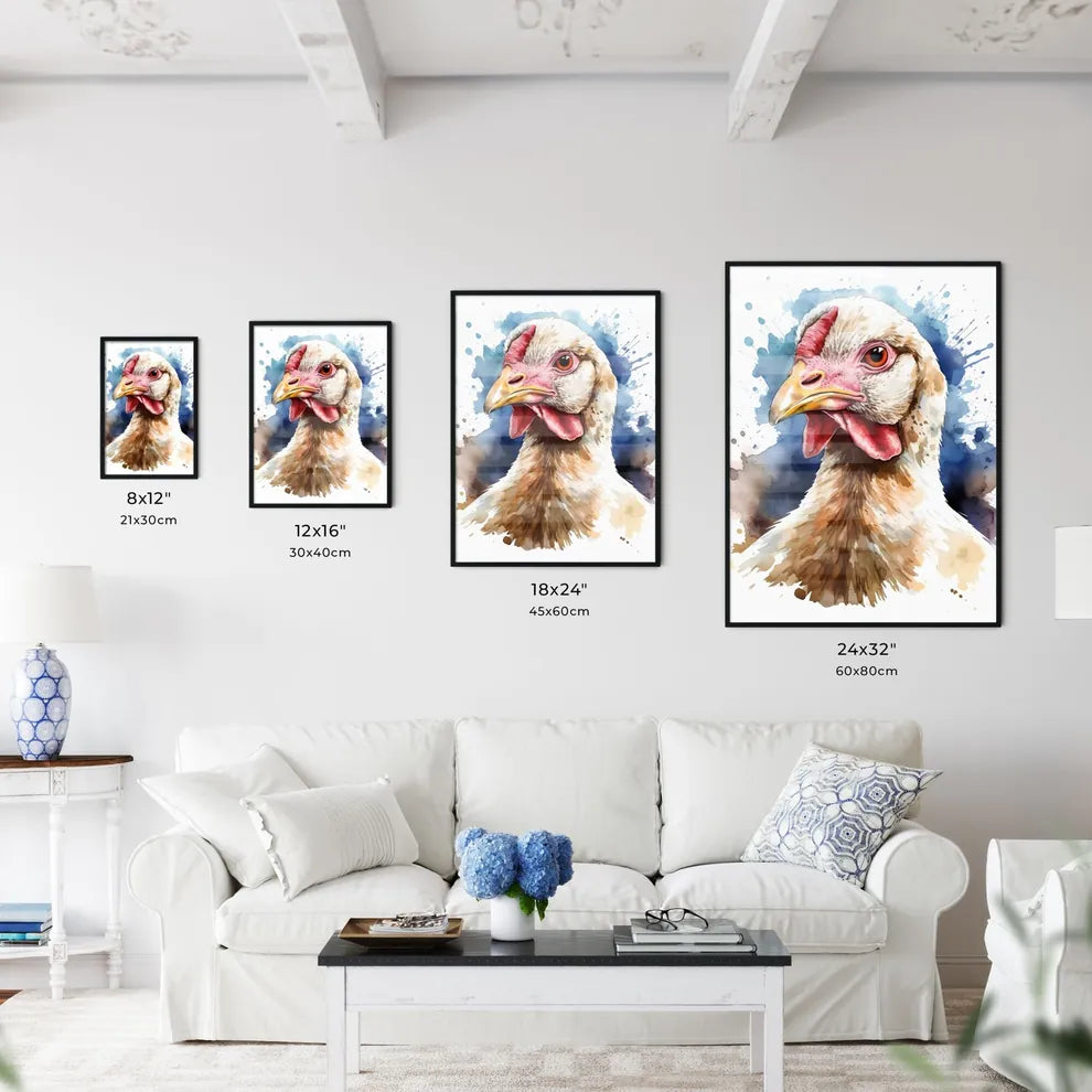 Watercolor Of A Chicken Art P Art Print