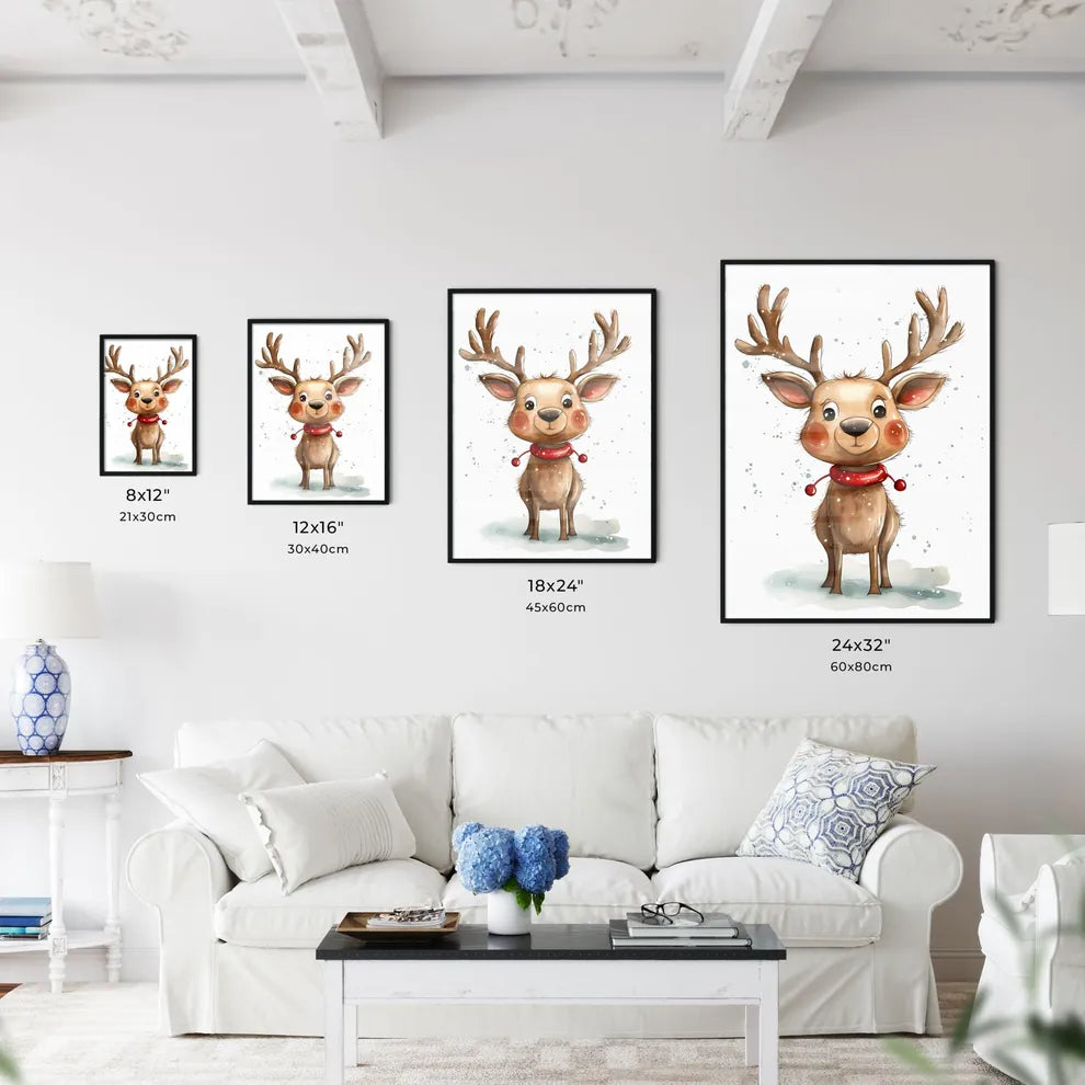 Watercolor Of A Reindeer Art Art Print