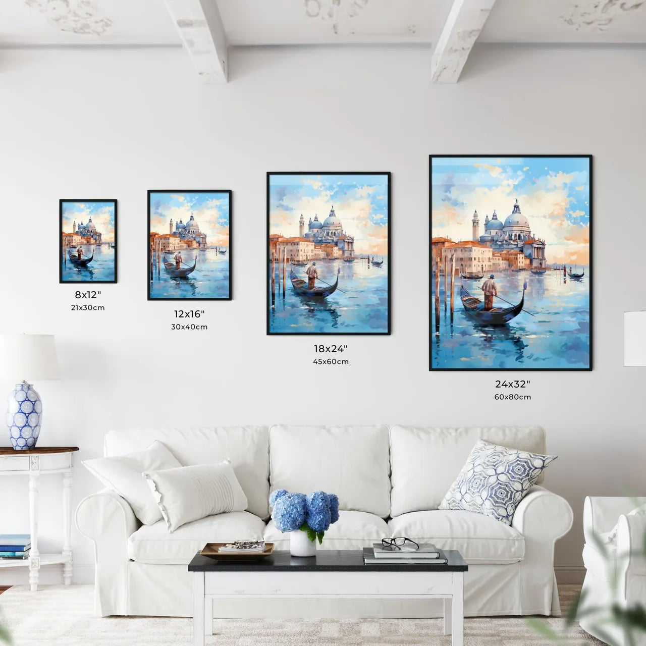 Painting Of A Gondola In A Body Of Water With A Building In The Background Art Print Interior Design