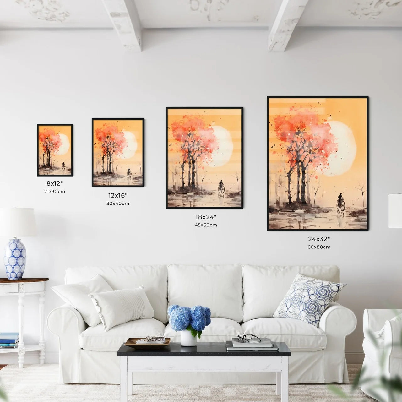 Painting Of A Person Riding A Bicycle Under Wall Art