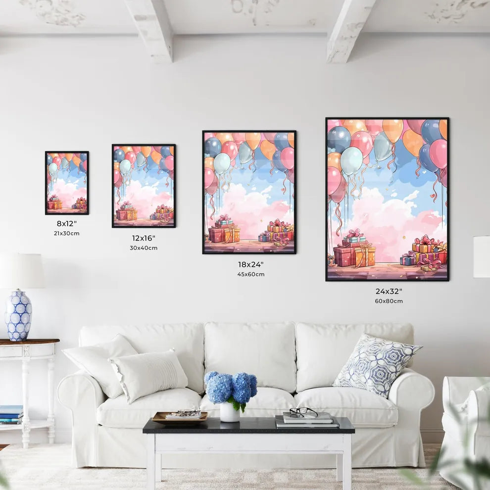 Group Of Presents And Balloons Art Prin Wall Art