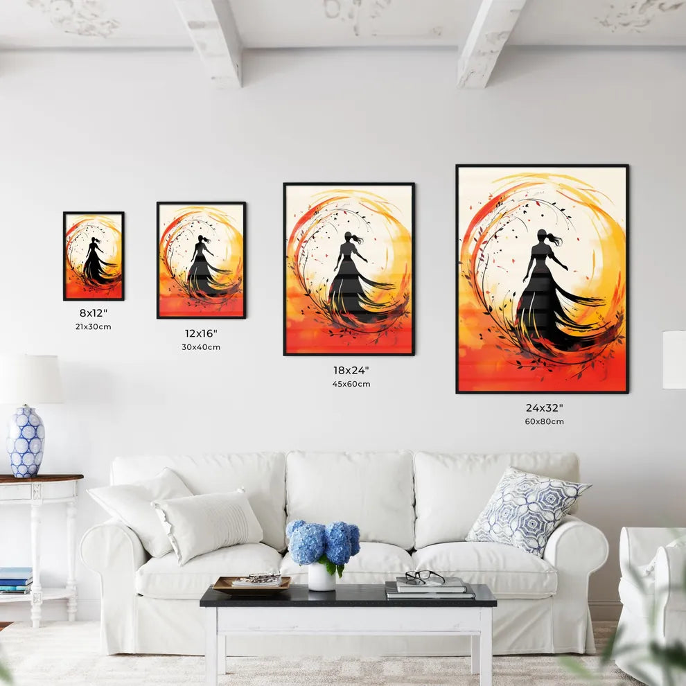 Silhouette Of A Woman In A Long Dress Art Pr Wall Art
