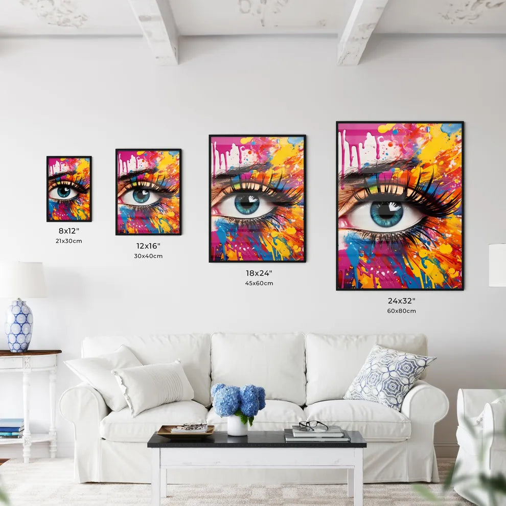 Close Up Of An Eye With Colorful Paint Art P Wall Art