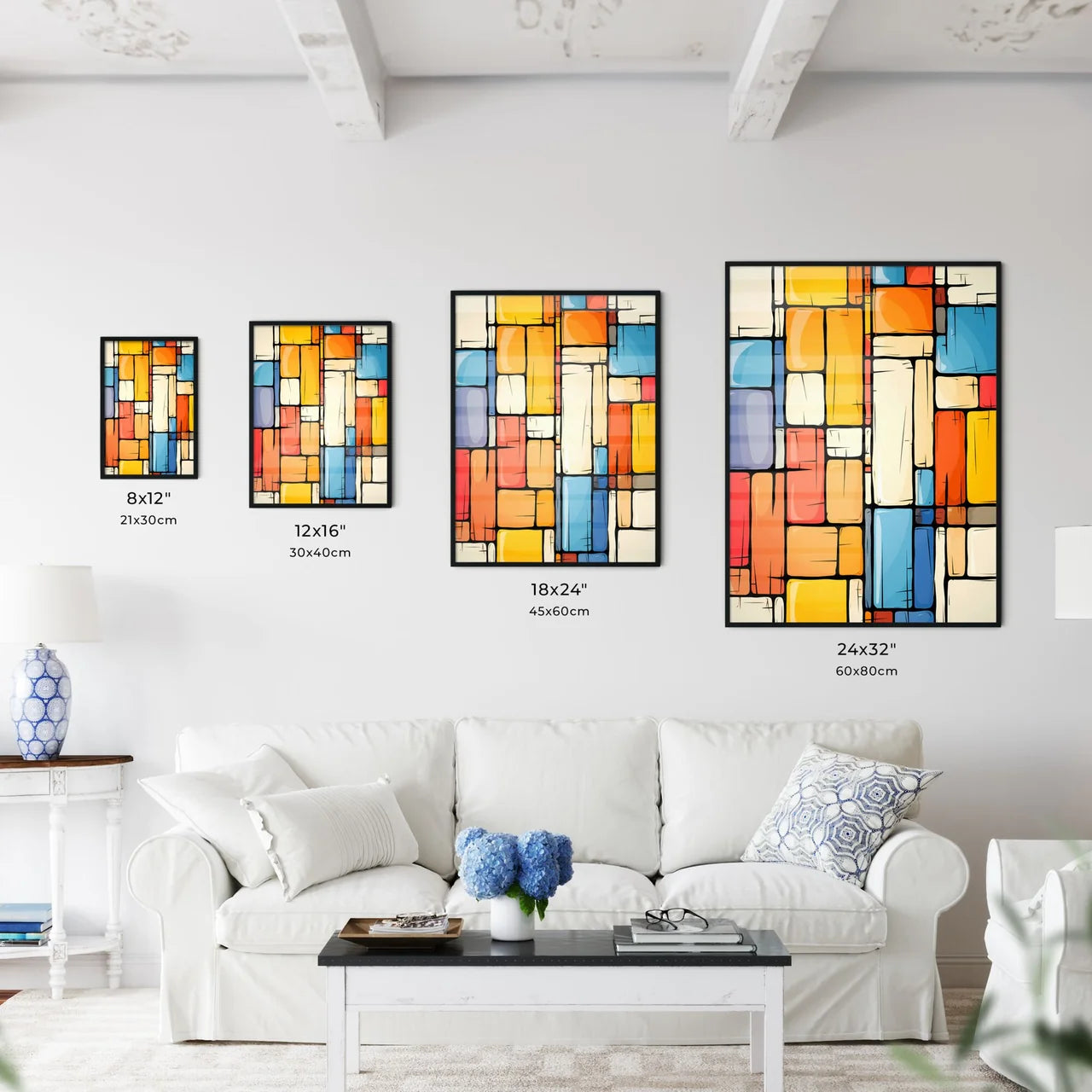 Colorful Rectangular Shapes On A White Backg Wall Art