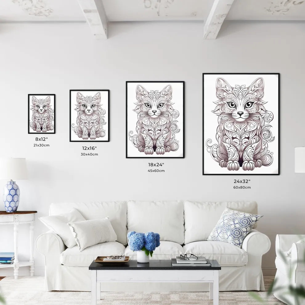 Cat With Ornate Patterns Art Art Print