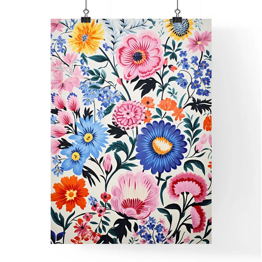 Colorful Flower Painting On A White Surface Poster