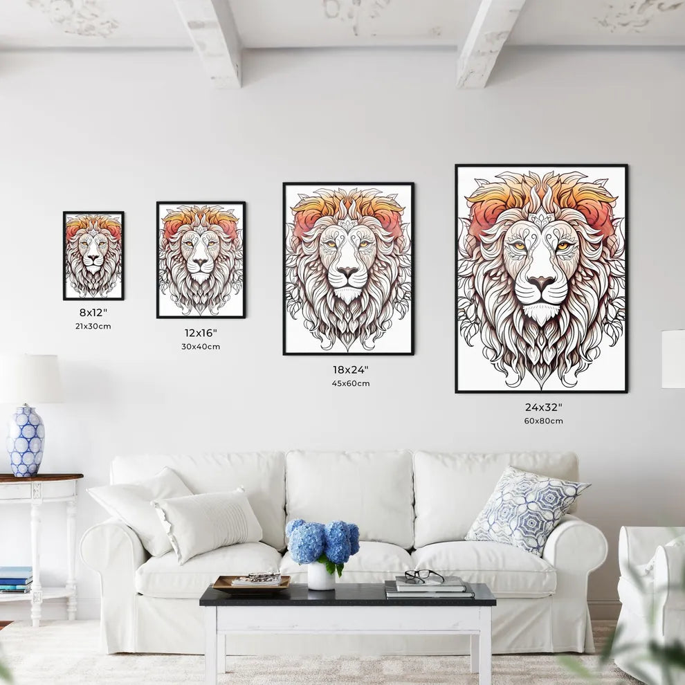 Lion With Ornate Mane And Lea Art Print