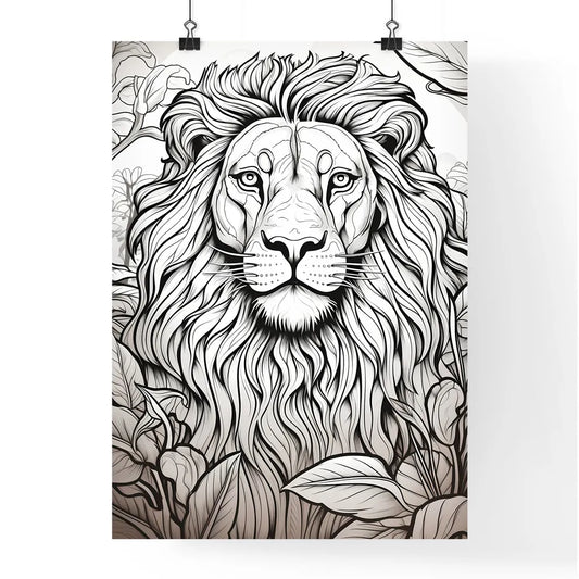 Lion With Long Mane And Leave Poster