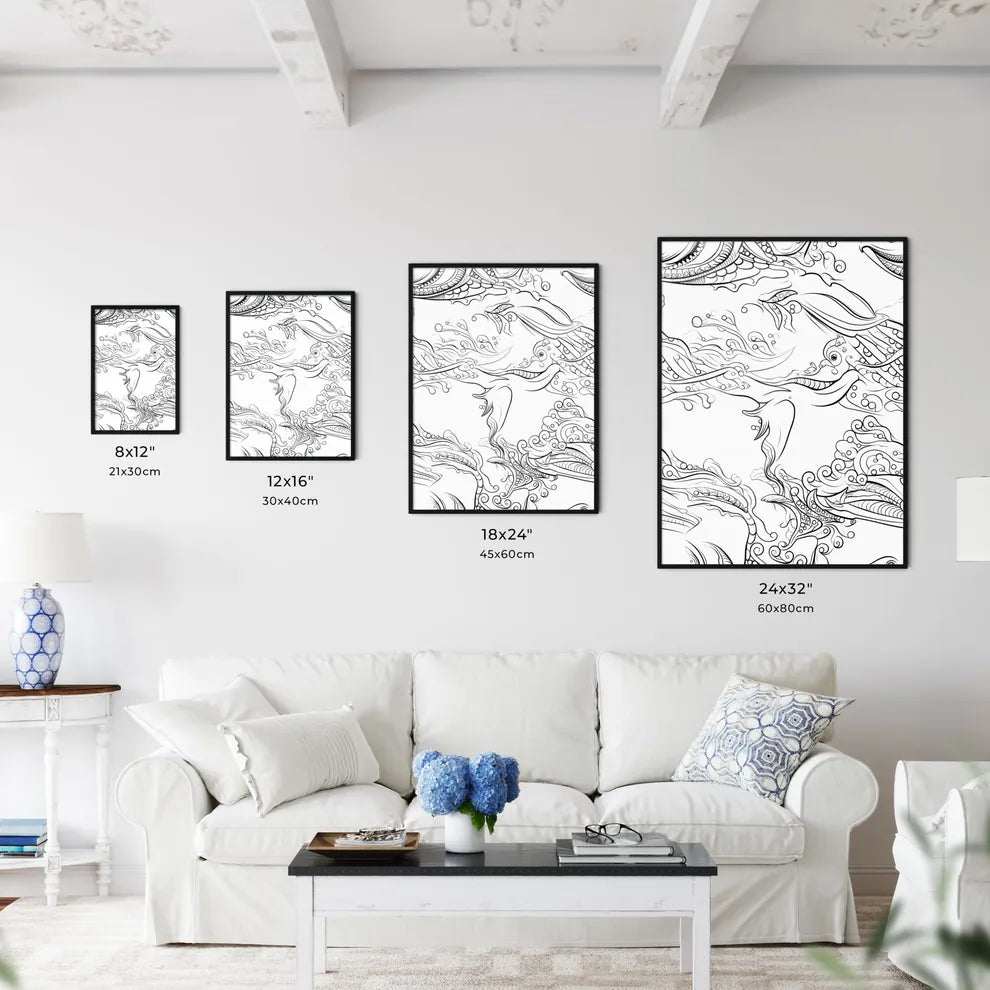 Pattern Of Birds And Flowers Art Print