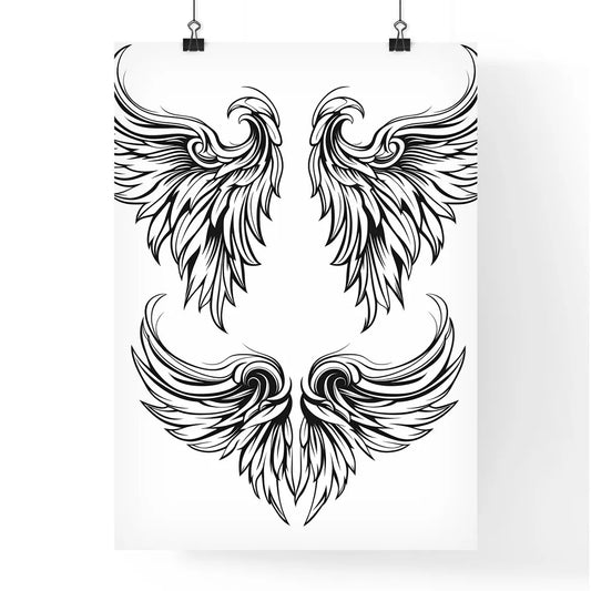 Set Of Wings With Swirls Art Poster
