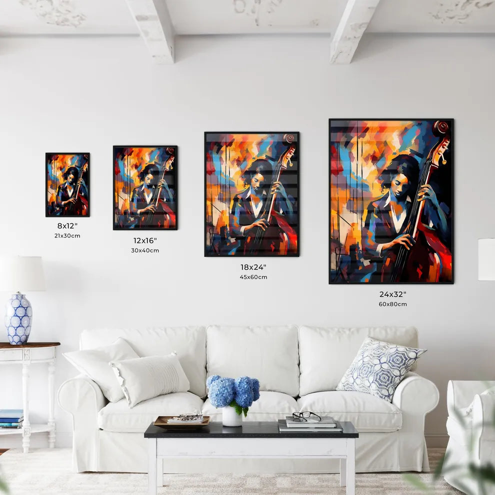 Woman Playing A Double Bass Art Prin Wall Art