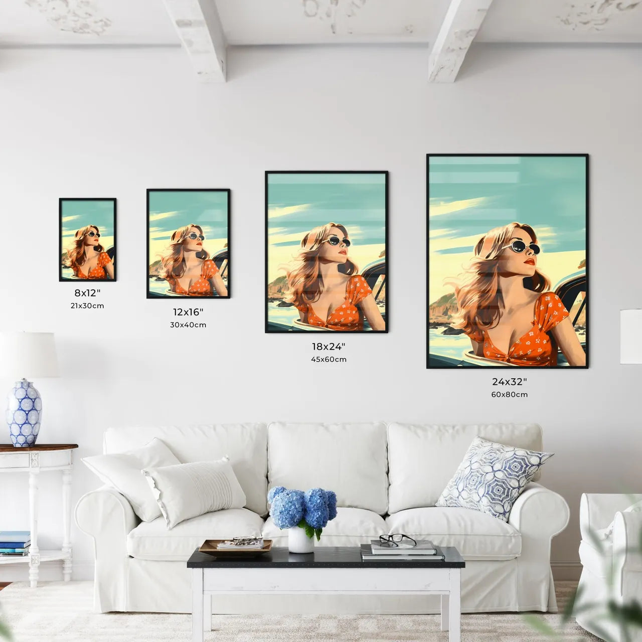 Woman In Sunglasses Looking Out Of A Car Win Wall Art