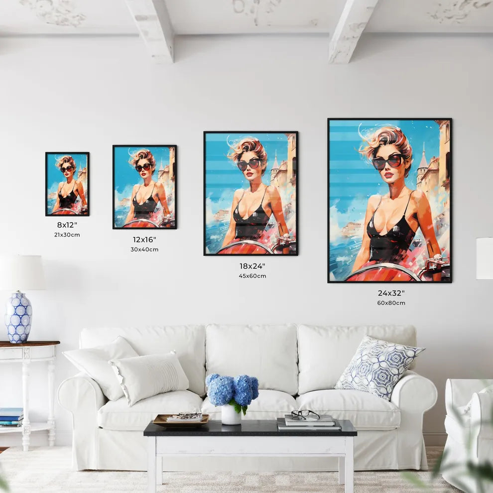 Woman Wearing Sunglasses And A Black Swimsui Wall Art