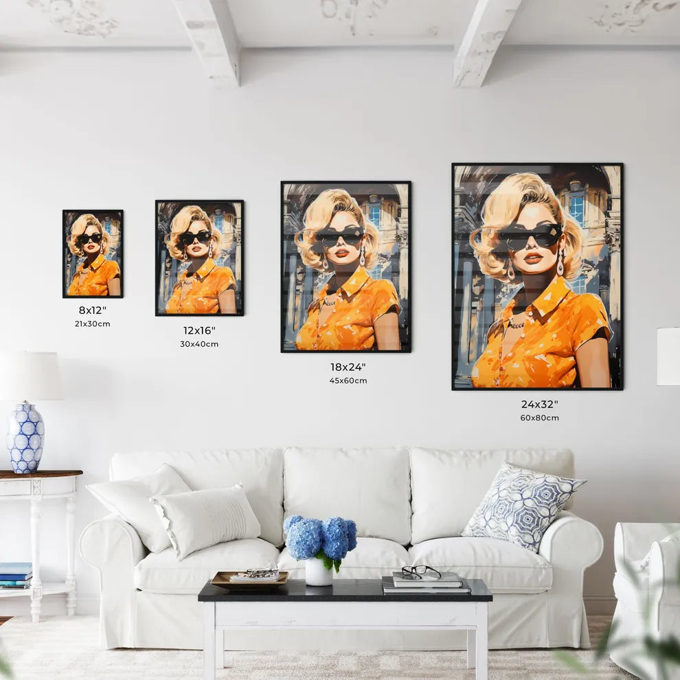 Woman Wearing Sunglasses And A Yellow Shirt Wall Art