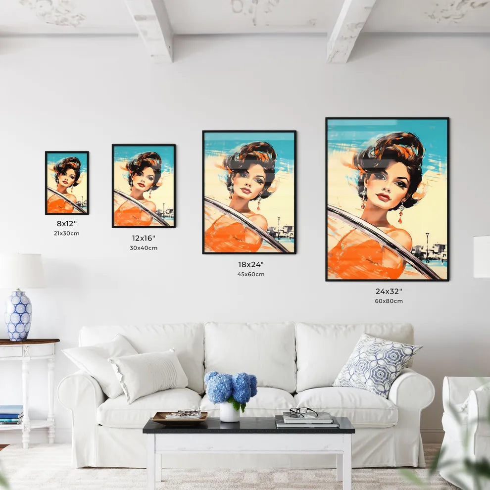 Woman With Red Lips And Earrings Art Prin Wall Art