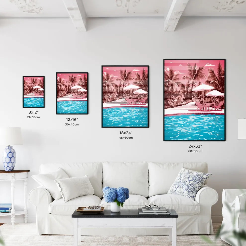 Pool With Chairs And Umbrellas By It Art Pri Wall Art