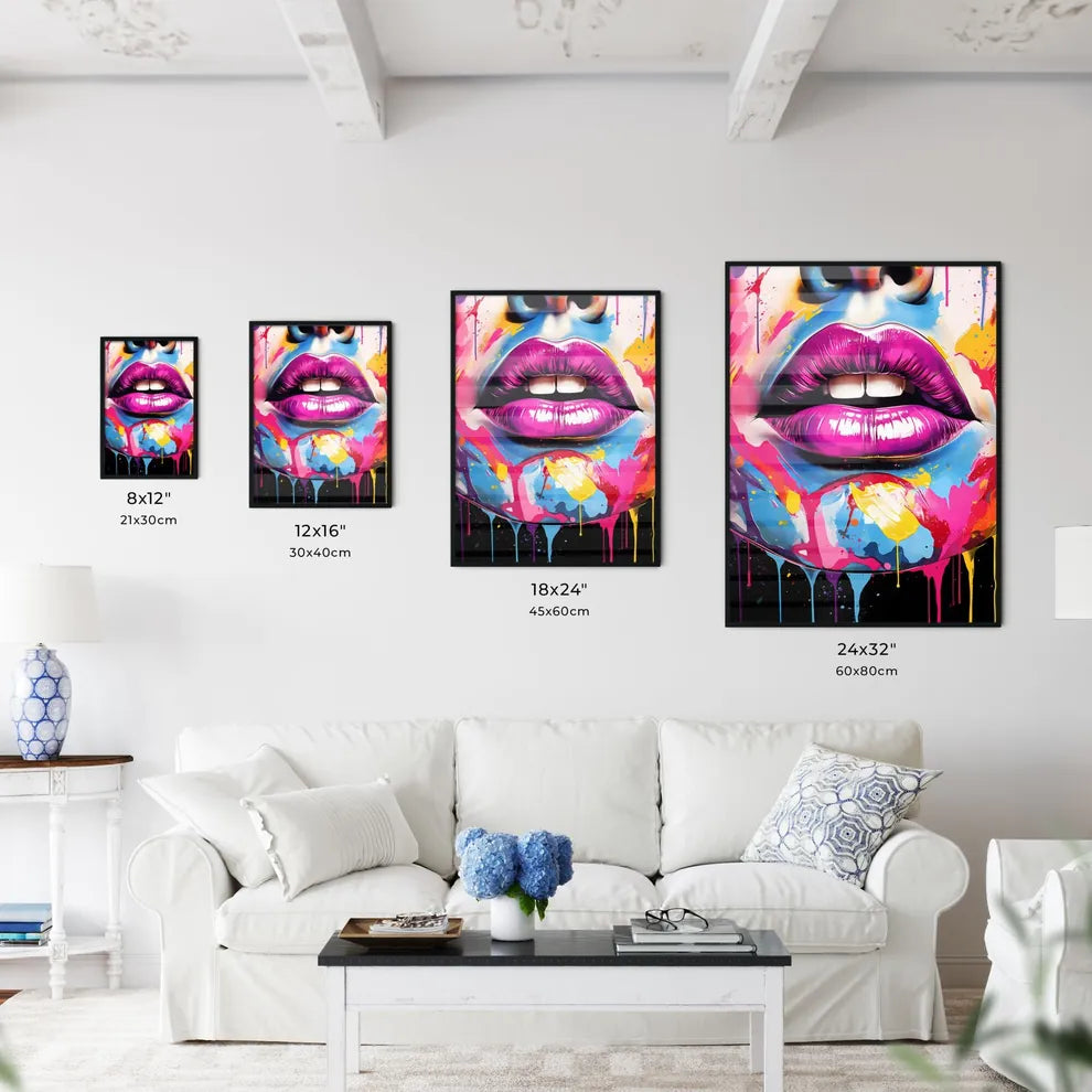 Colorful Lips And Mouth With Paint On It Art Wall Art