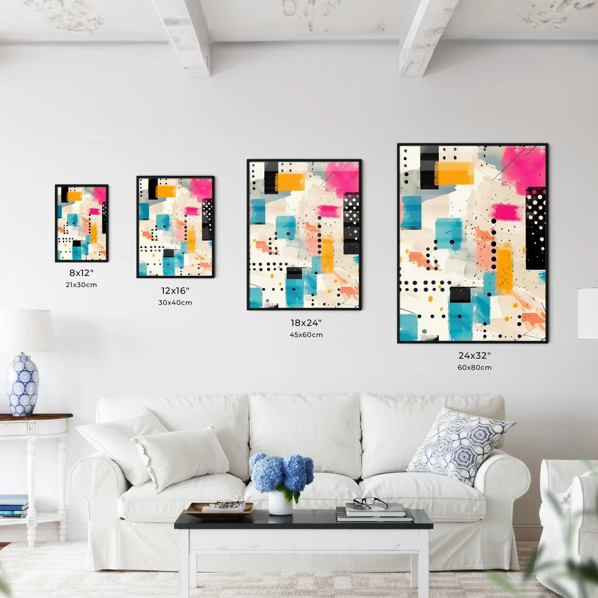 Colorful Pattern With Dots And Squares Art P Wall Art