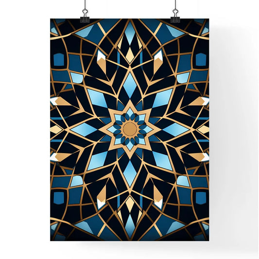 Blue And Gold Pattern Art Prin Poster