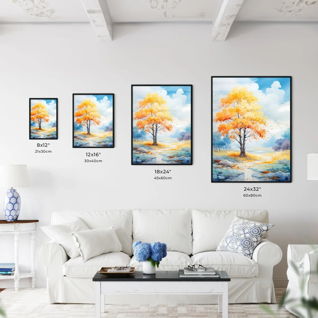 Painting Of A Tree With Orange Leaves Art Pr Wall Art