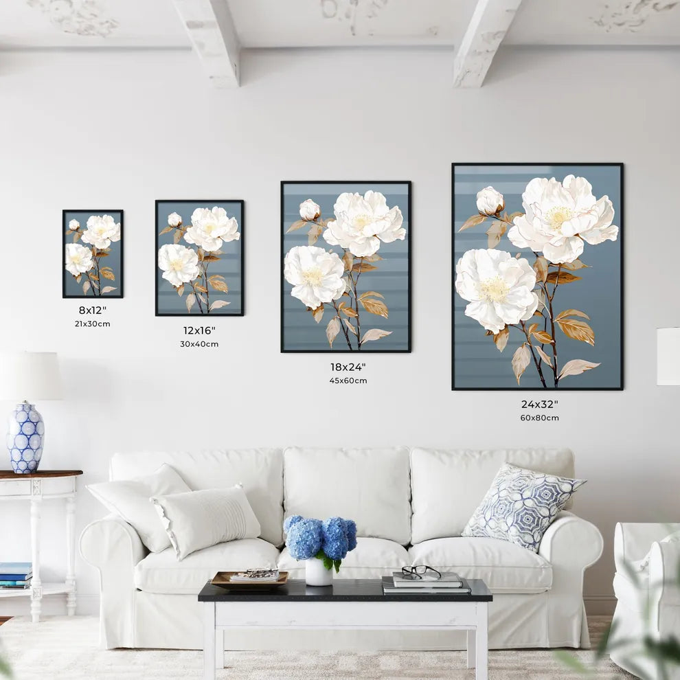 White Flowers On A Plant Art Prin Wall Art