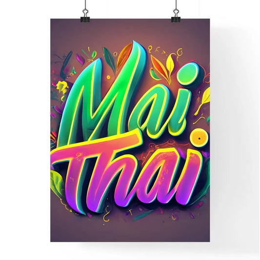 Mai Thai - A Colorful Text With Leaves Art P Poster