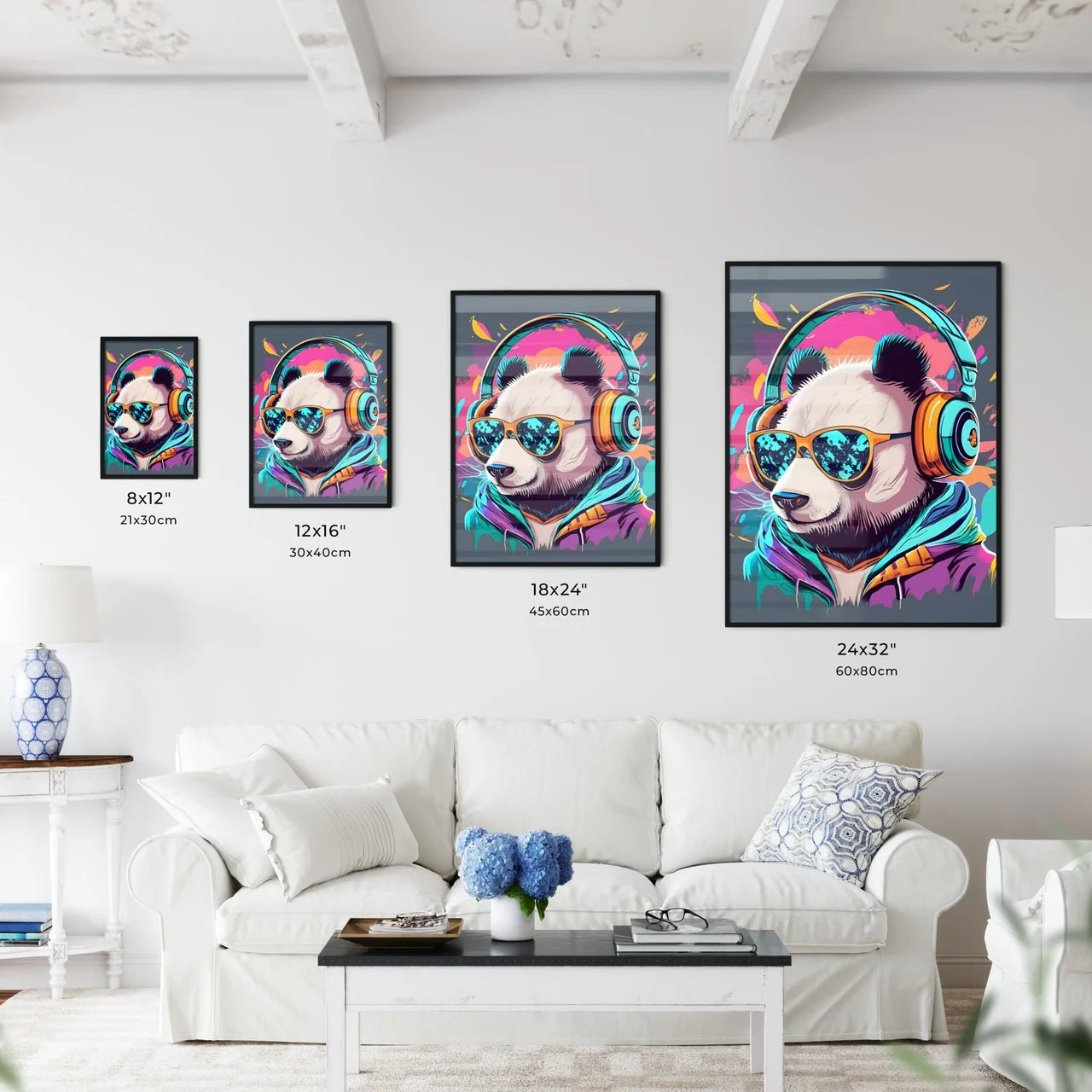 A Panda Wearing Headphones An Art Print