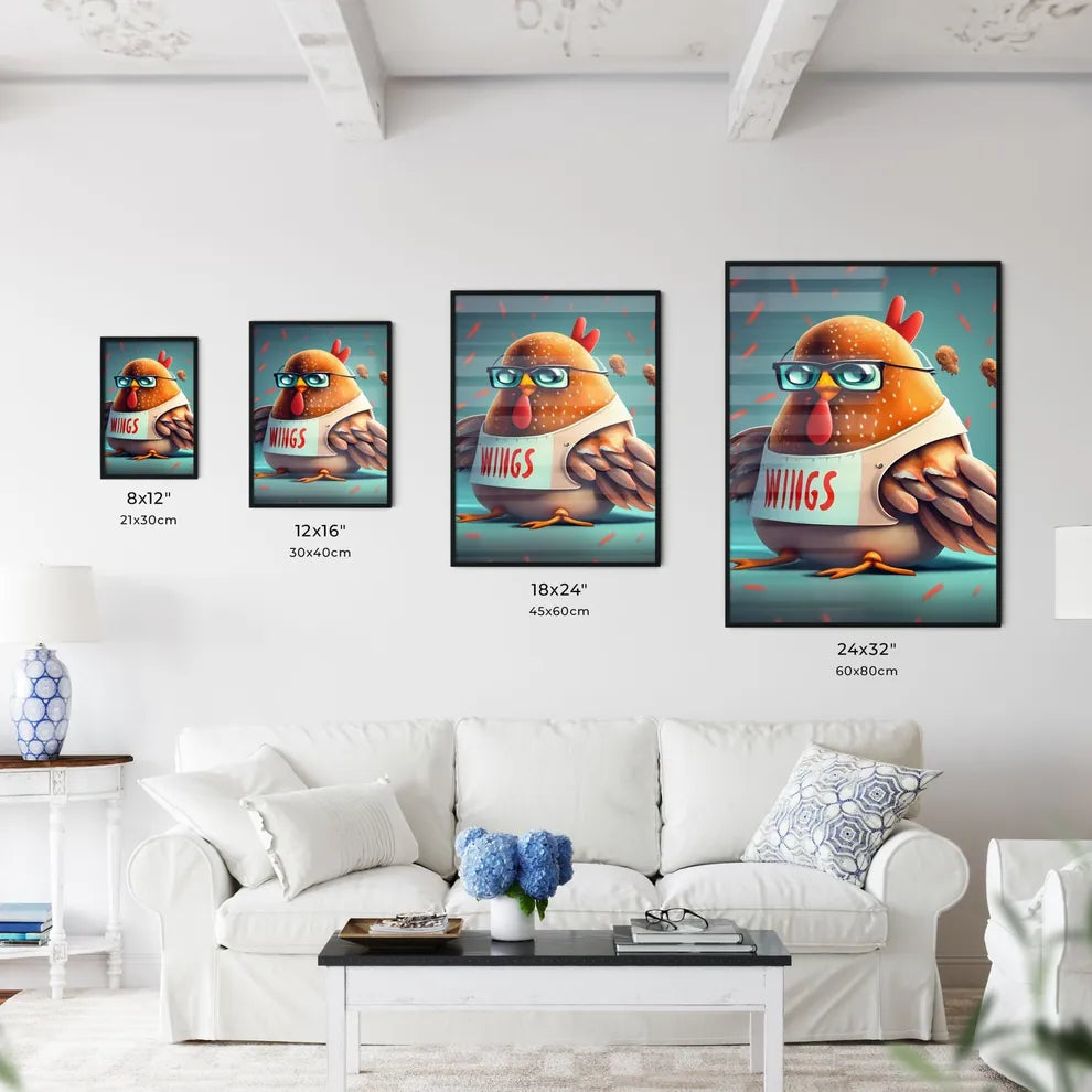 A Cartoon Chicken Wearing Gla Art Print