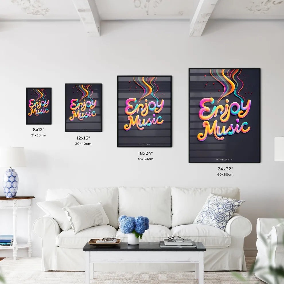 Enjoy Music - A Colorful Text With Smoke Com Wall Art
