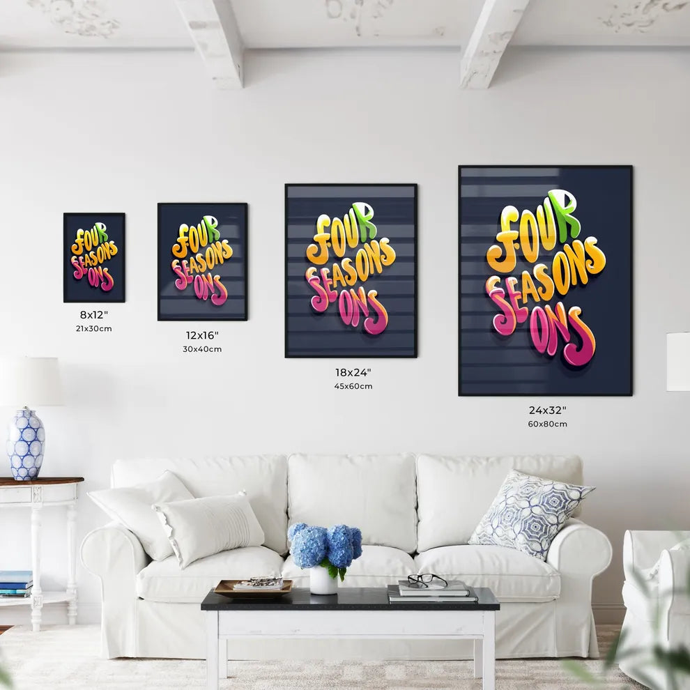 Four Seasons - A Colorful Text On A Dark Bac Wall Art