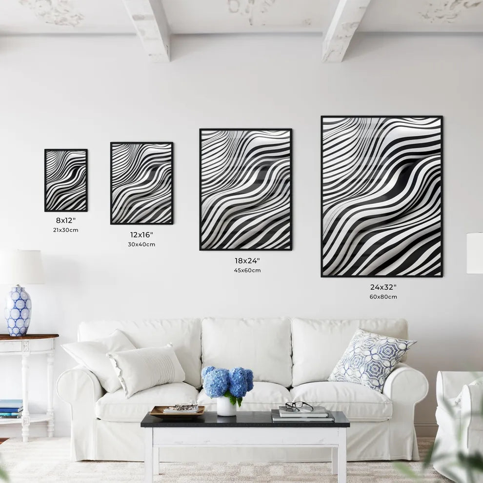 A Black And White Striped Surfac Wall Art