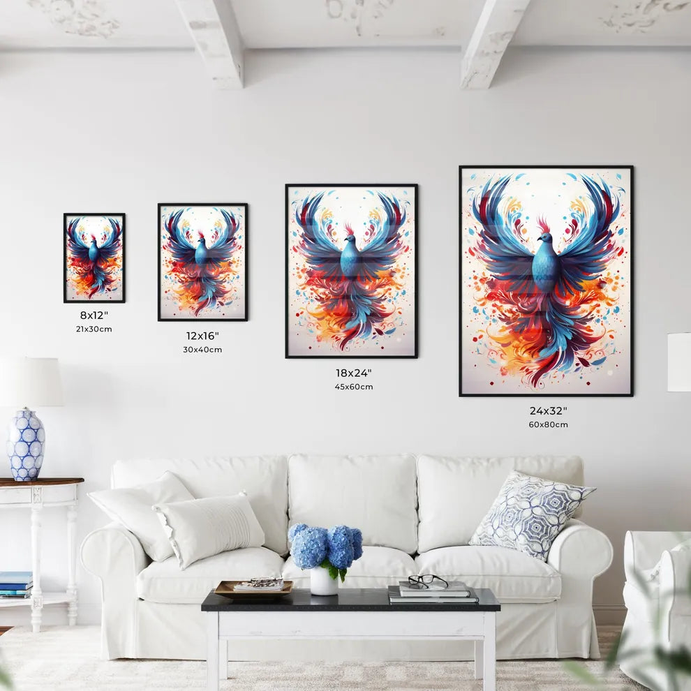 A Blue Bird With Colorful Fea Art Print