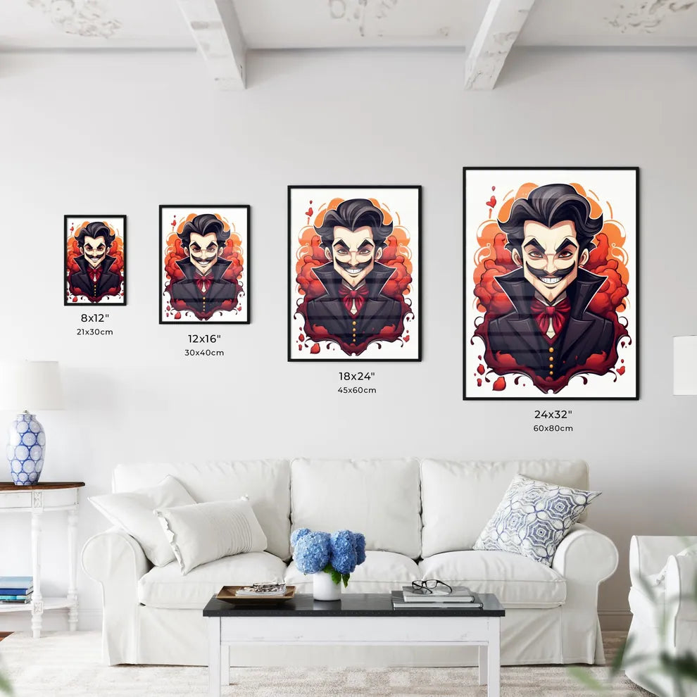 A Cartoon Of A Man With A Mustach Wall Art