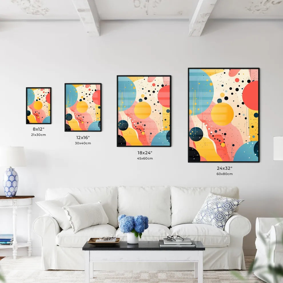 A Colorful Background With Circles And Dot Wall Art