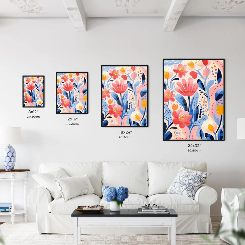 A Colorful Floral Pattern With Flower Wall Art