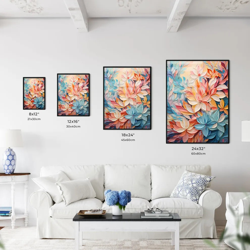 A Colorful Flowers And Leave Wall Art