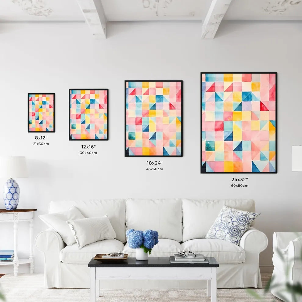A Colorful Pattern Of Square Wall Art
