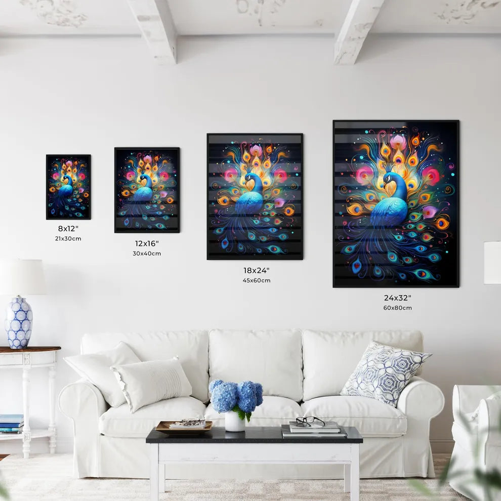 A Colorful Peacock With Many Art Print