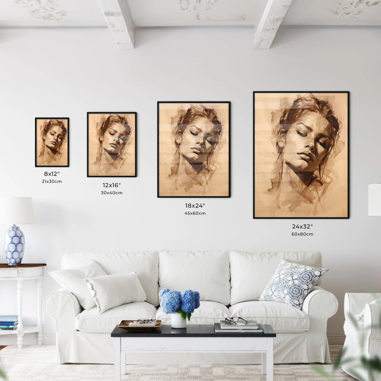 A Drawing Of A Woman's Fac Wall Art